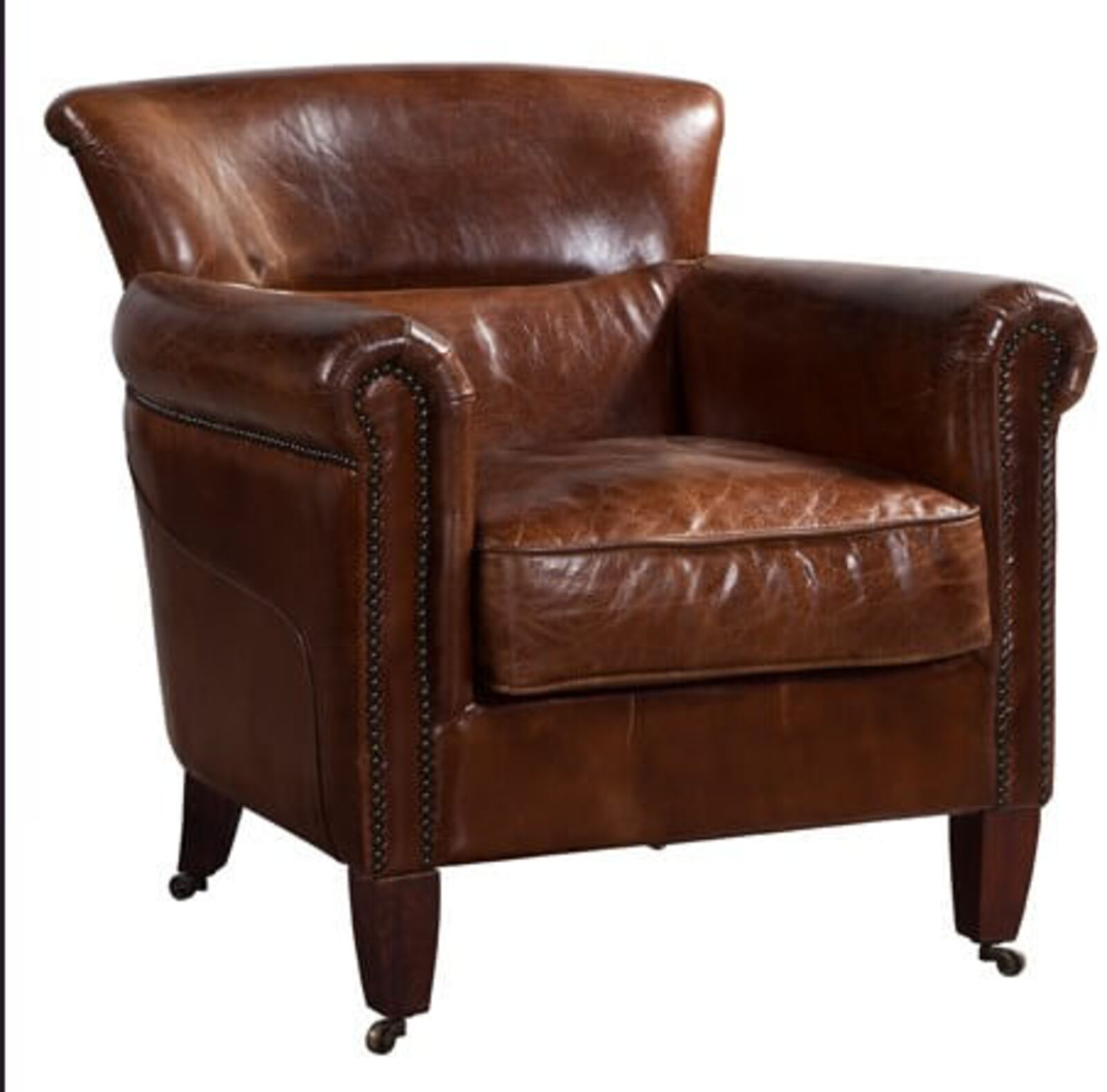 Product photograph of Classic Distressed Leather Armchair from Designer Sofas 4U