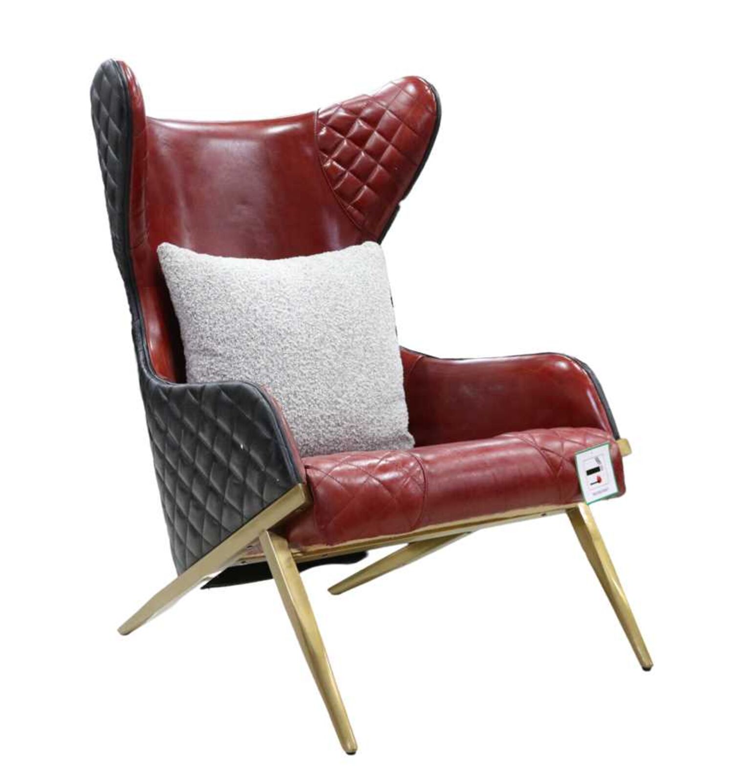 Product photograph of Contemporary Vintage High Back Chair Red Black Leather from Designer Sofas 4U