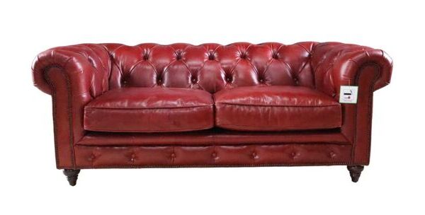 Earle Grande Chesterfield Oxblood Red Leather Sofa 3 Seater