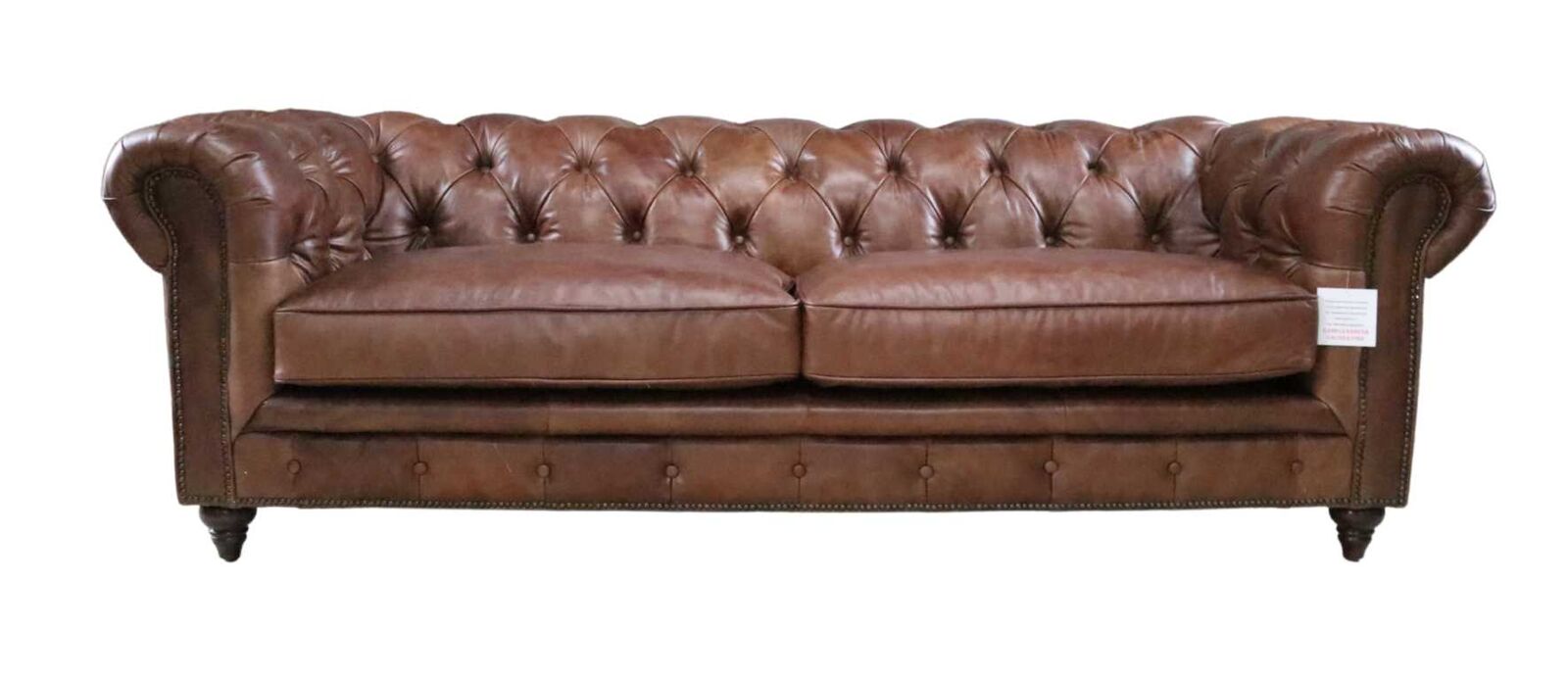 Product photograph of Earle Grande Chesterfield Vintage 3 Seater Nappa Chocolate Brown Real Leather Sofa from Designer Sofas 4U