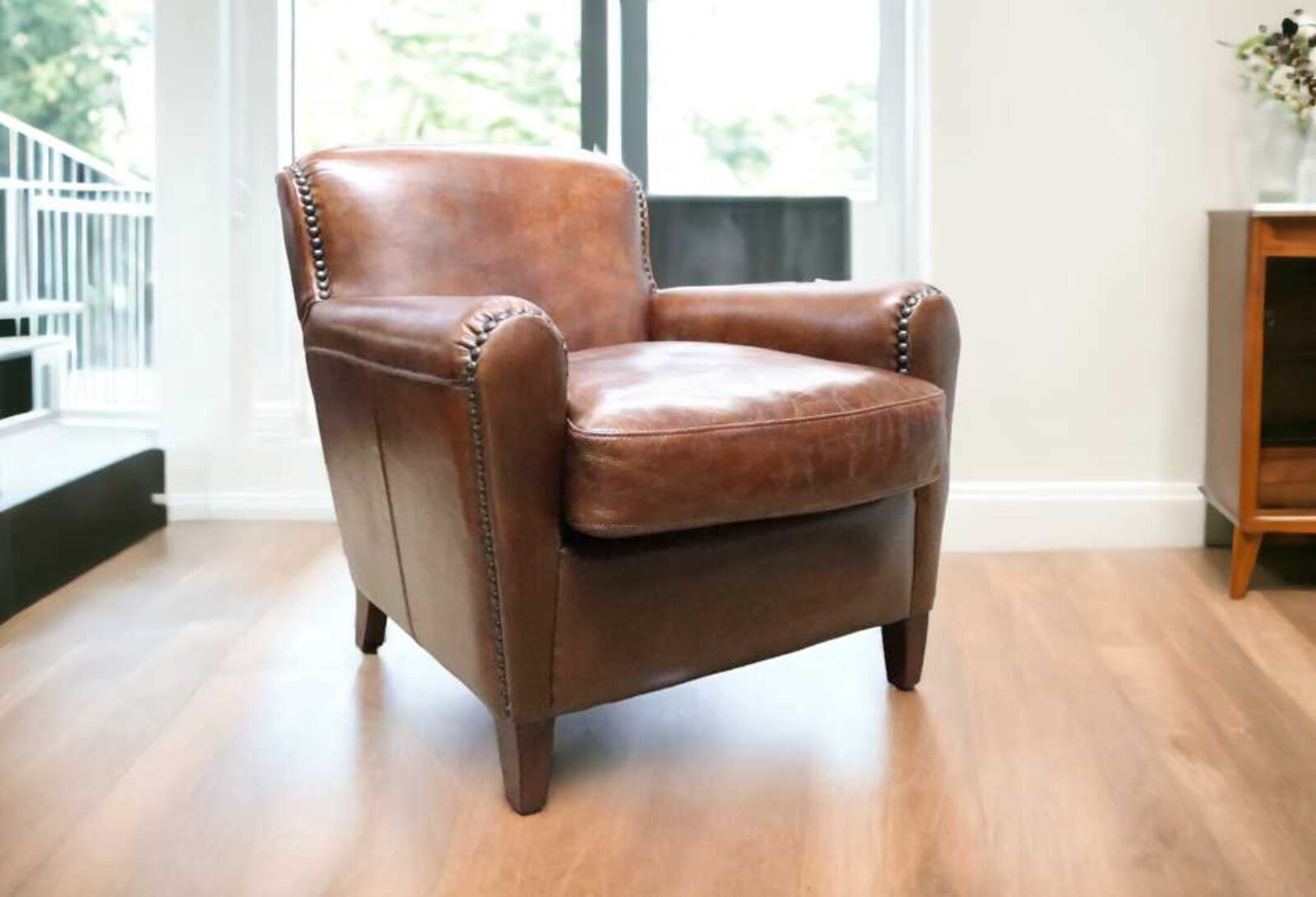 Product photograph of Eccentric Vintage Brown Distressed Leather Club Chair from Designer Sofas 4U