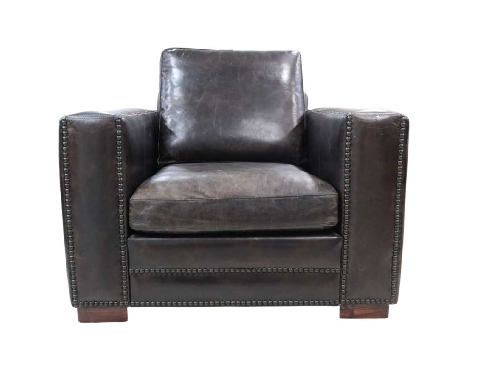 Product photograph of George Vintage Distressed Tobacco Real Leather Armchair from Designer Sofas 4U