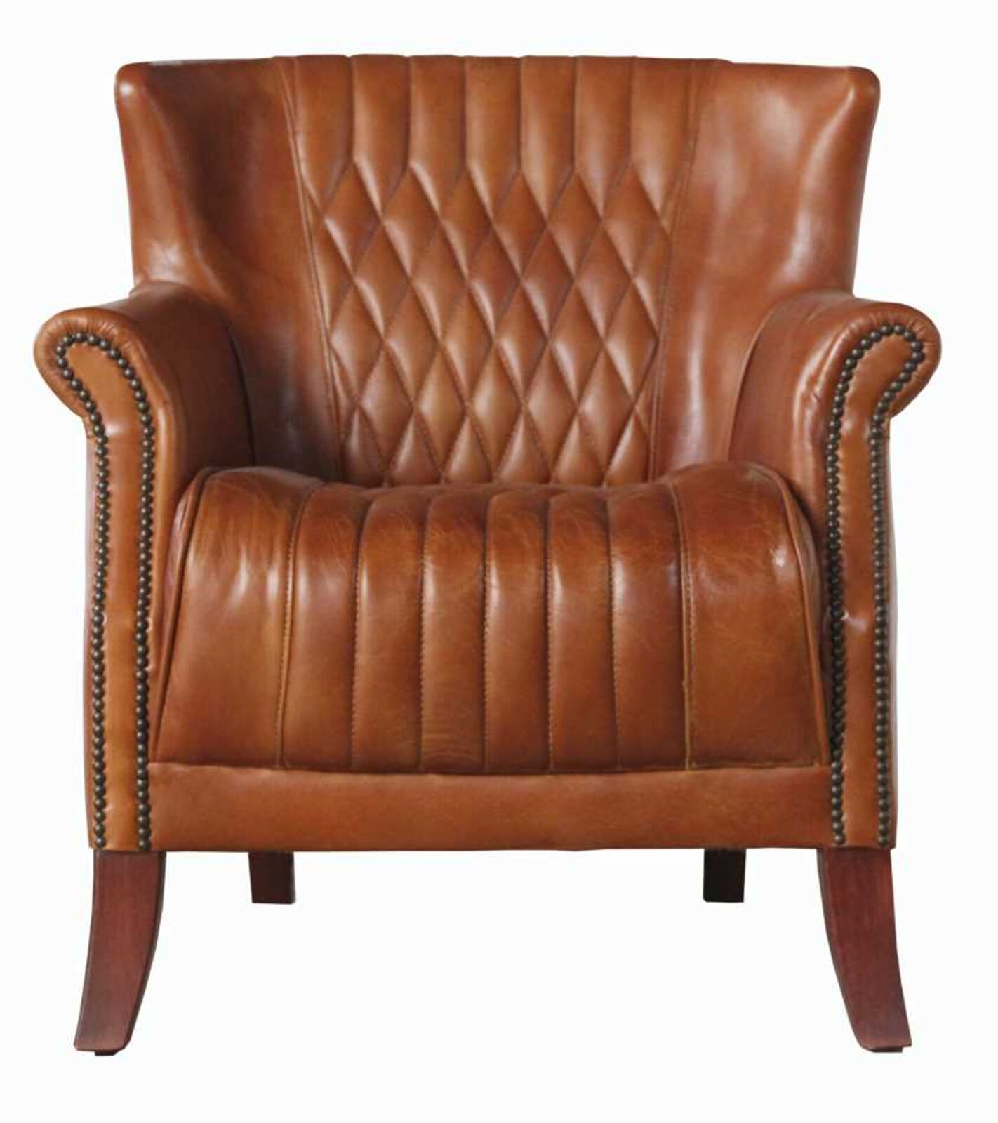 Product photograph of Hereford Vintage Tan Leather Armchair from Designer Sofas 4U