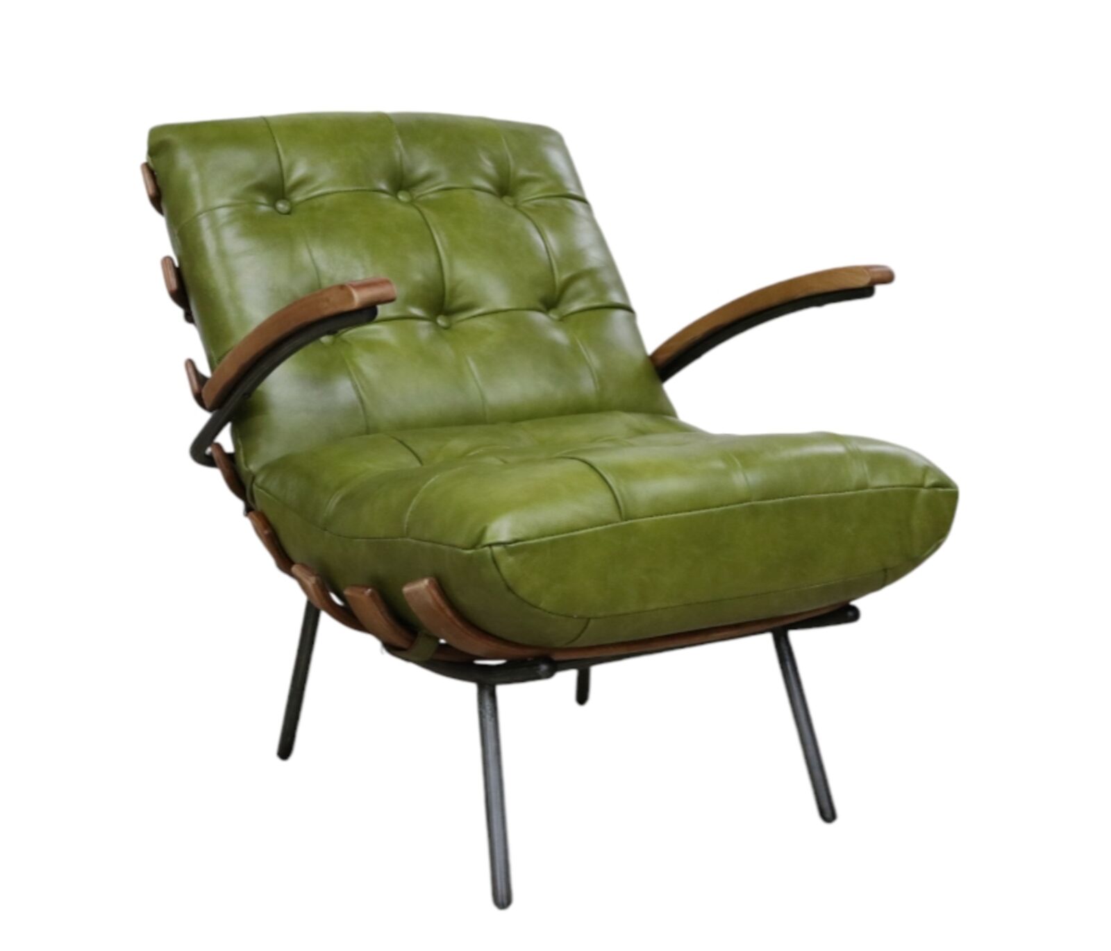 Product photograph of Special Offer Horley Buttoned Vintage Nappa Olive Green Leather Armchair With Arm from Designer Sofas 4U