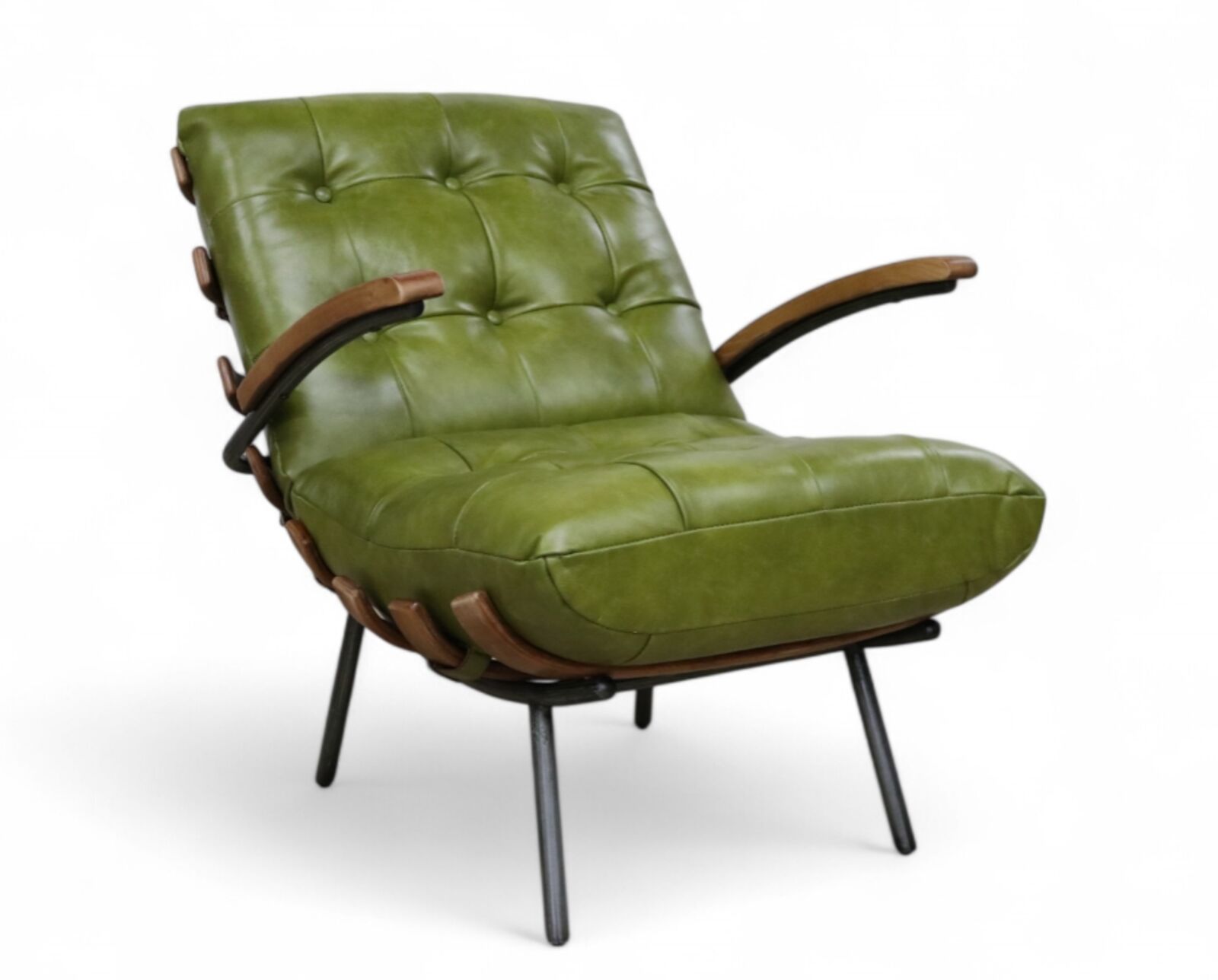 Product photograph of Special Offer Horley Buttoned Vintage Nappa Olive Green Leather Armchair With Arm from Designer Sofas 4U