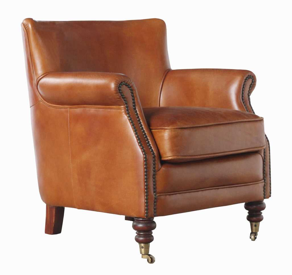 Jesper Vintage Tan Leather Armchair | Designer Sofas4u