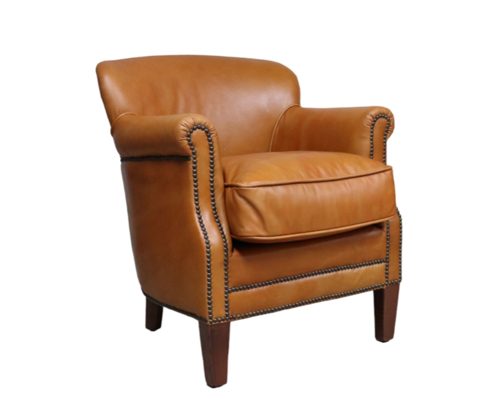 Product photograph of Professor Orange Brown Vintage Nappa Real Leather Armchair from Designer Sofas 4U