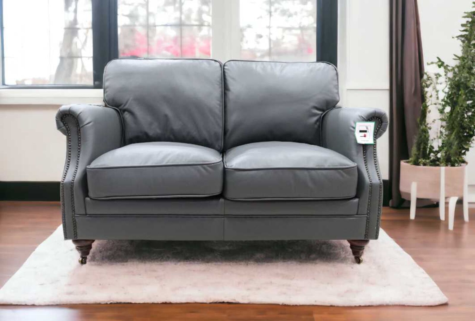 Product photograph of Luxury Vintage 2 Seater Settee Sofa Nappa Grey Leather from Designer Sofas 4U