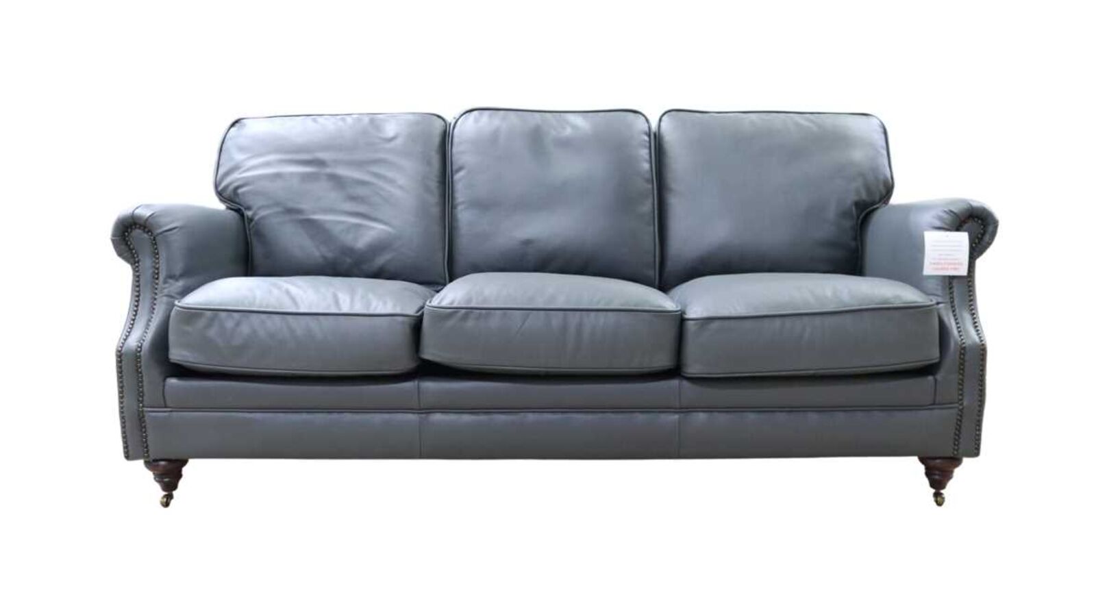 Product photograph of Luxury Vintage 3 Seater Settee Sofa Nappa Grey Leather from Designer Sofas 4U