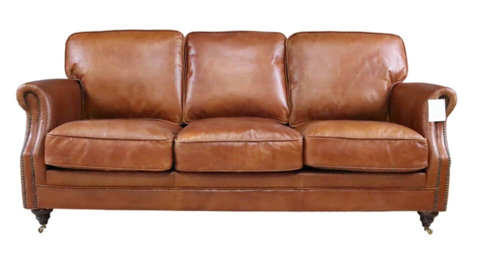 Product photograph of Luxury Vintage 3 Seater Settee Sofa Distressed Tan Real Leather from Designer Sofas 4U