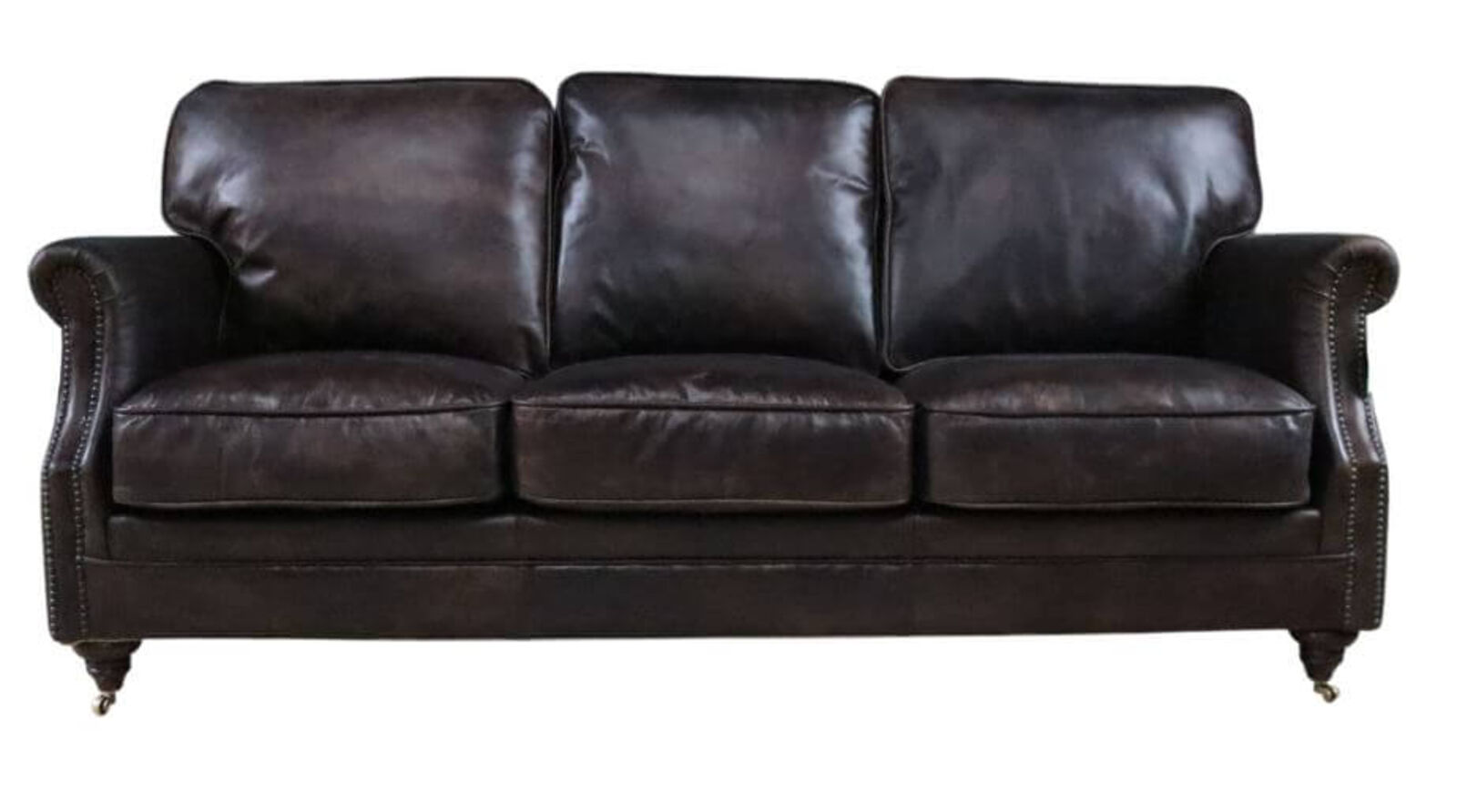 Product photograph of Luxury Vintage 3 Seater Settee Sofa Distressed Tobacco Brown Real Leather from Designer Sofas 4U