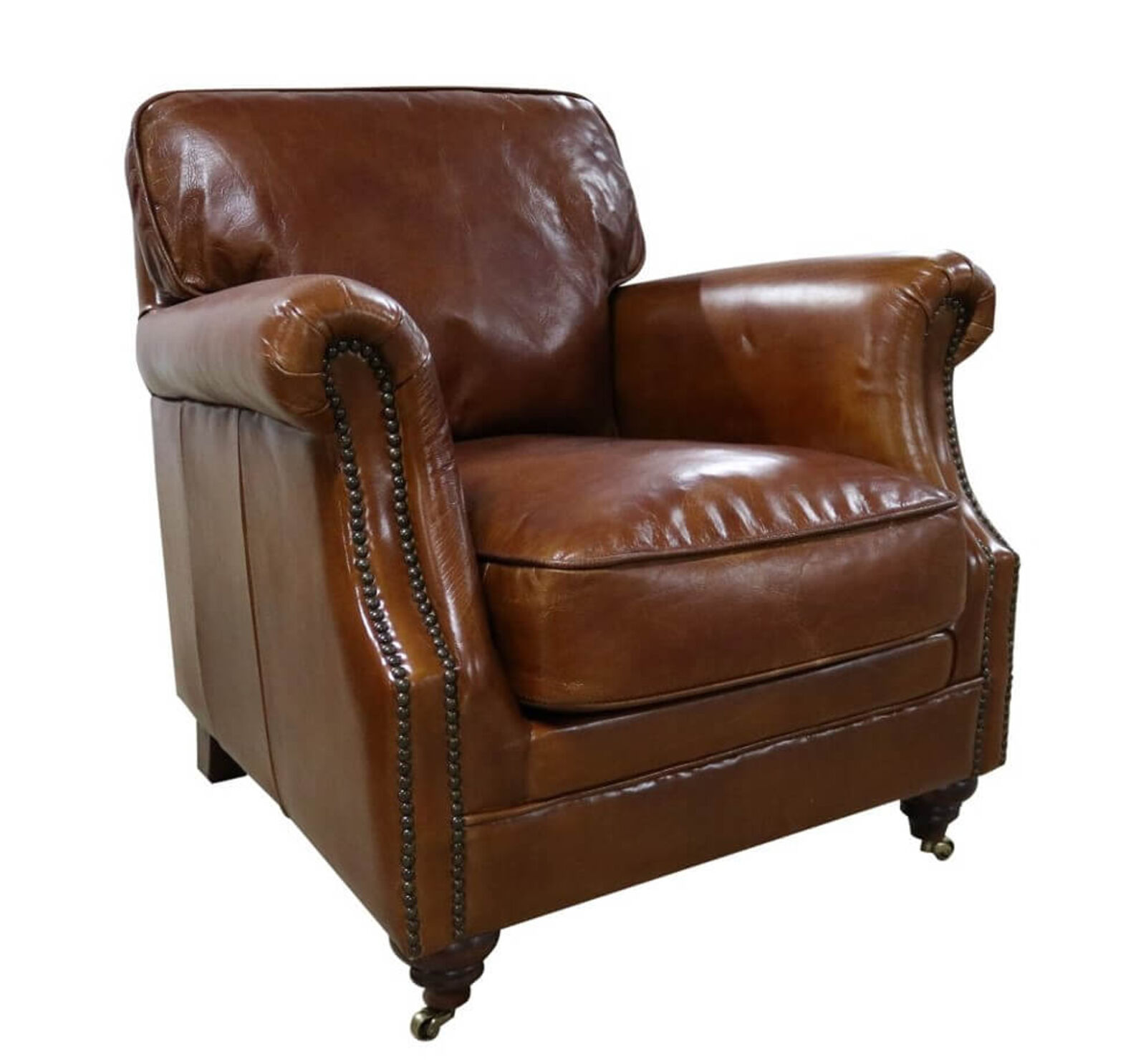 Product photograph of Luxury Vintage Tan Distressed Real Leather Armchair from Designer Sofas 4U