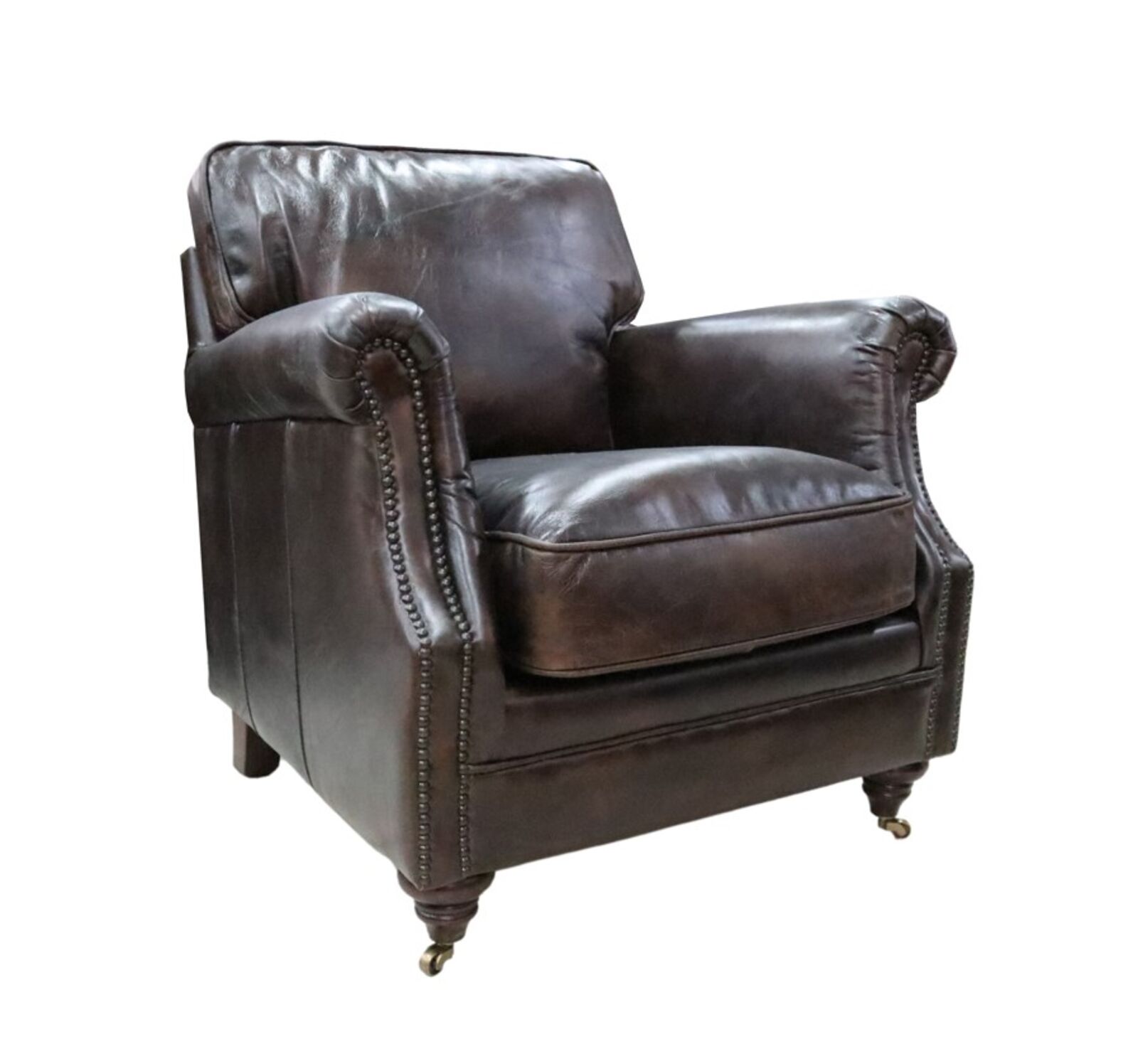 Product photograph of Luxury Vintage Brown Tobacco Distressed Real Leather Armchair from Designer Sofas 4U