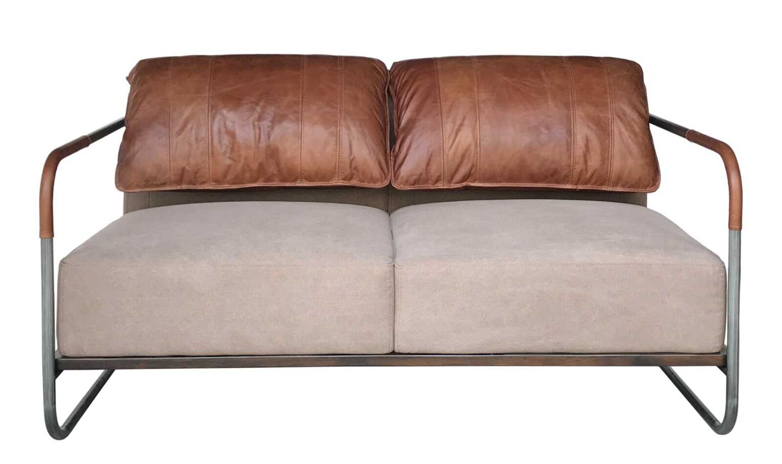 Product photograph of Malawi 2 Seater Vintage Nappa Chocolate Brown And Canvas Leather Sofa from Designer Sofas 4U