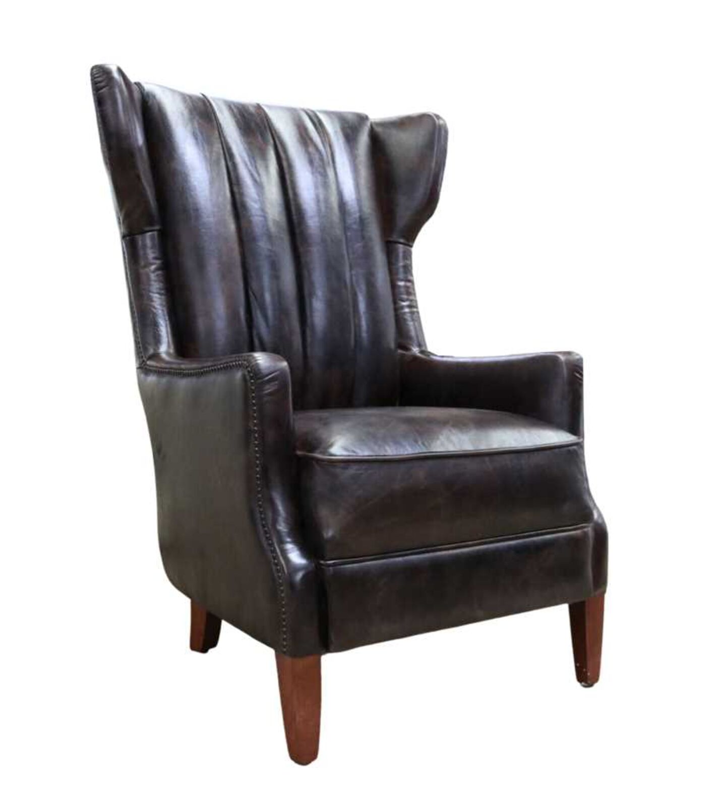 Product photograph of Manor Vintage Tobacco Brown Leather Highback Armchair from Designer Sofas 4U