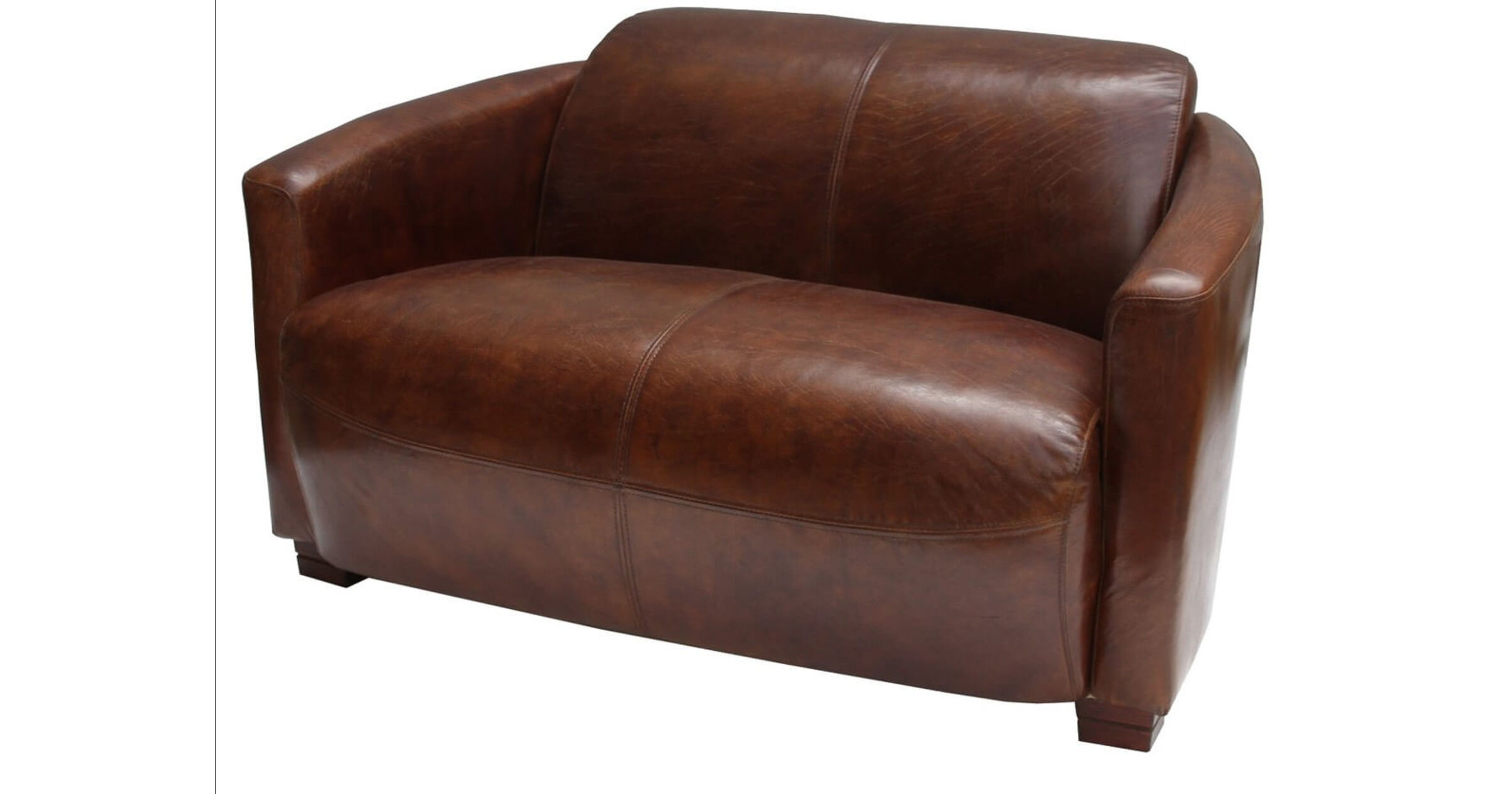 brown faux leather tub sofa