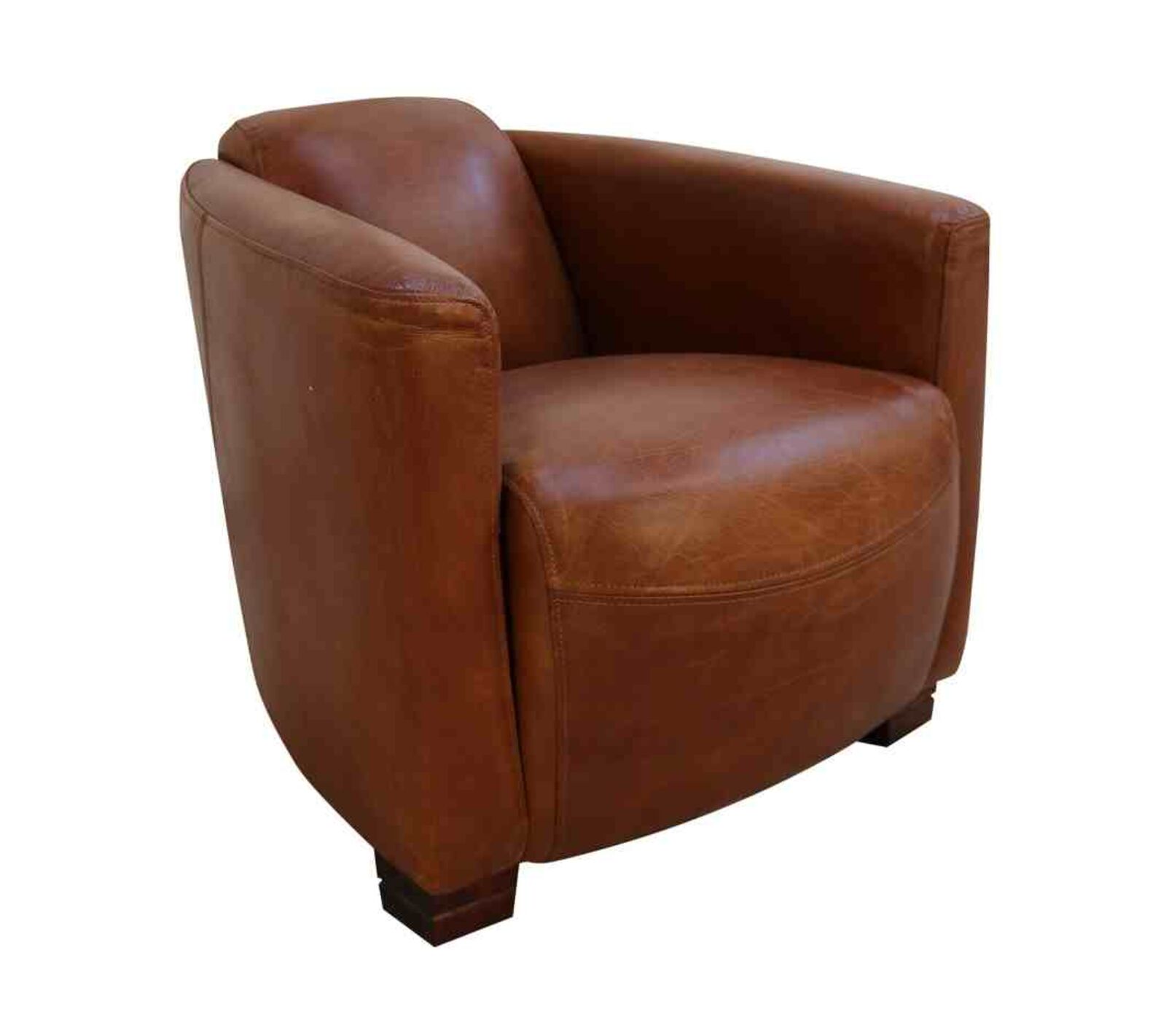 Product photograph of Marlborough Vintage Distressed Tan Leather Tub Chair from Designer Sofas 4U