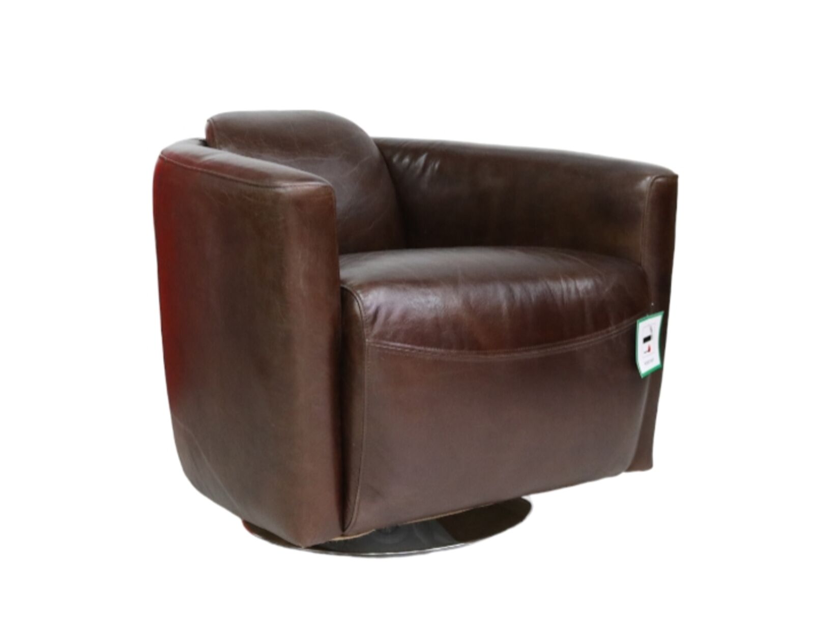 Product photograph of Marlborough Swivel Vintage Brown Distressed Leather Tub Chair from Designer Sofas 4U