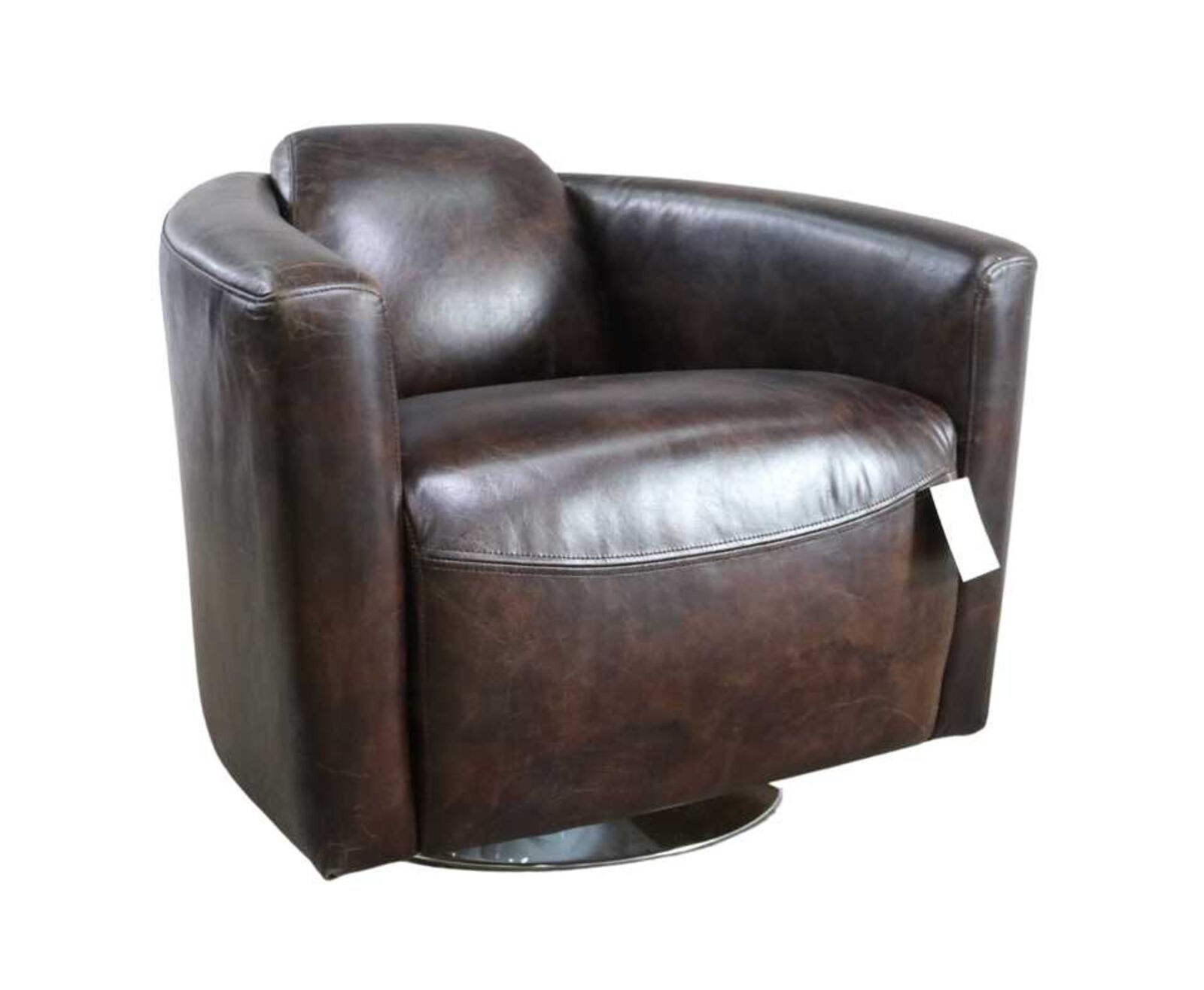Product photograph of Marlborough Swivel Vintage Tobacco Brown Distressed Leather Amp Hellip from Designer Sofas 4U
