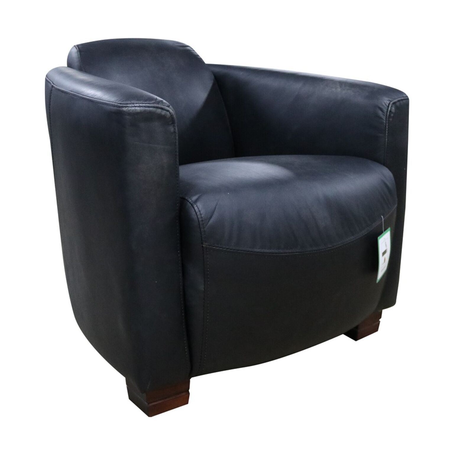 Product photograph of Marlborough Vintage Wash Black Leather Tub Chair from Designer Sofas 4U