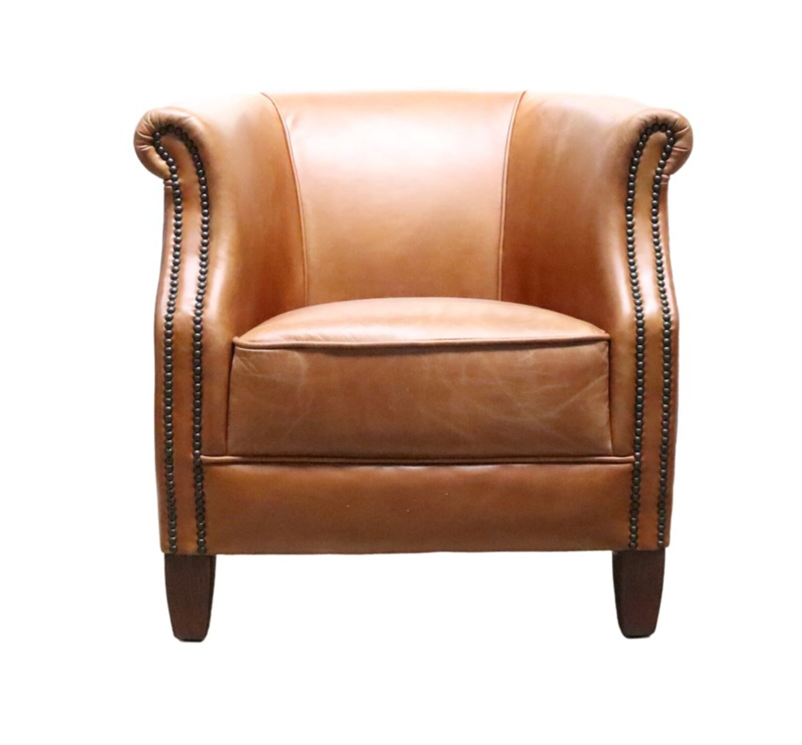 Product photograph of Mayfair Distressed Tan Leather Vintage Armchair from Designer Sofas 4U