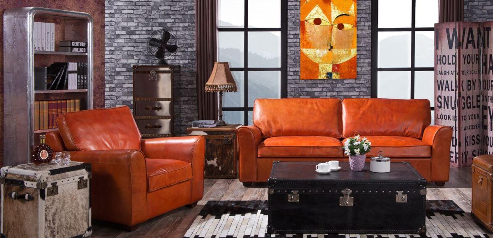 Product photograph of Mikado Vintage Retro Distressed Leather Settee Sofa Suite from Designer Sofas 4U