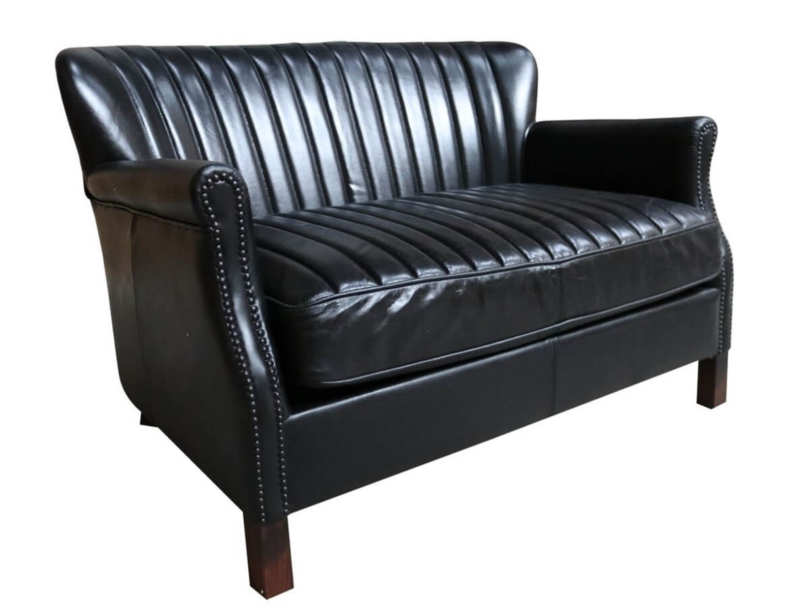 Product photograph of Montrose Distressed Vintage Black Leather 2 Seater Settee Sofa from Designer Sofas 4U