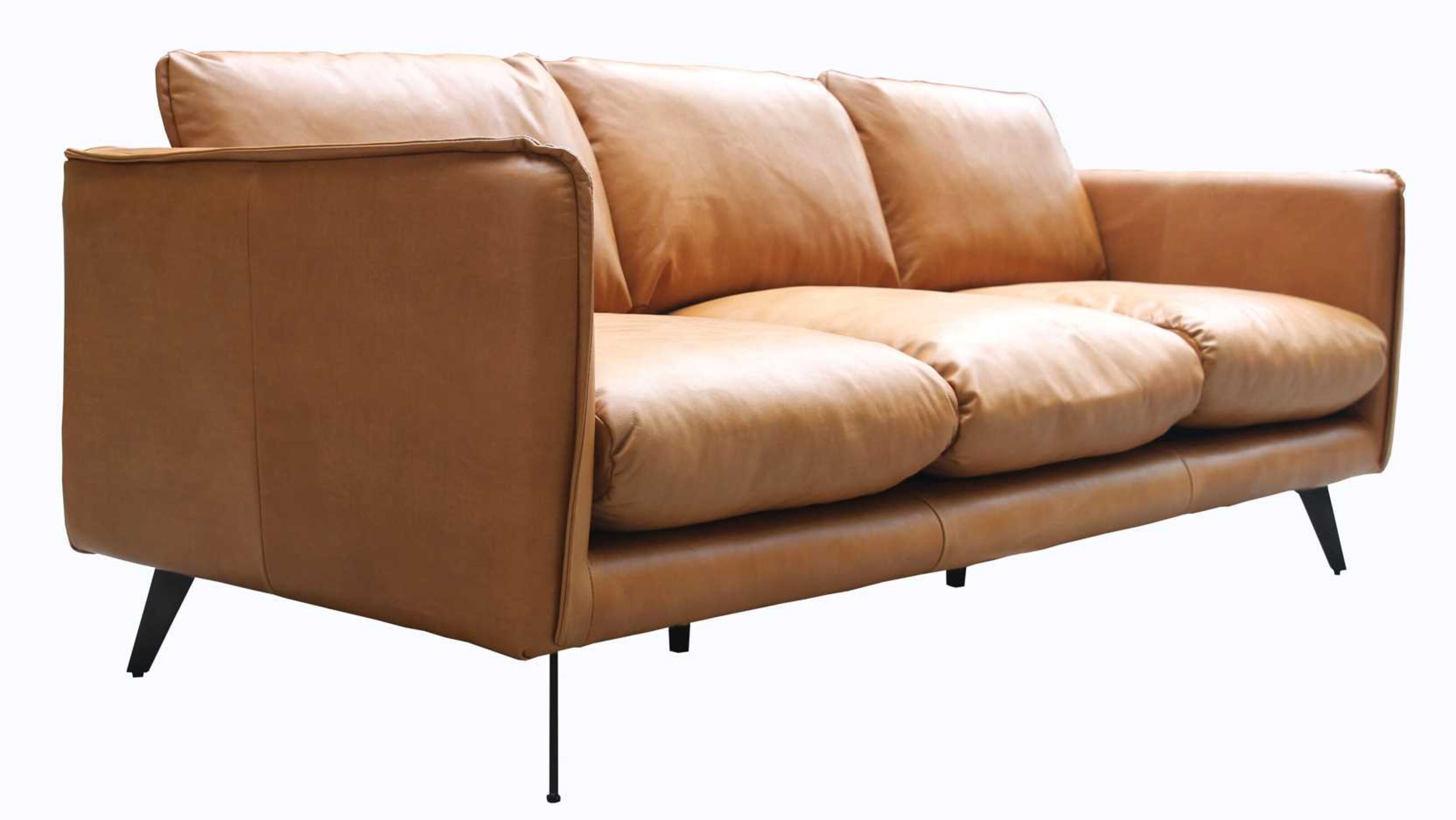 Orange brown leather deals sofa