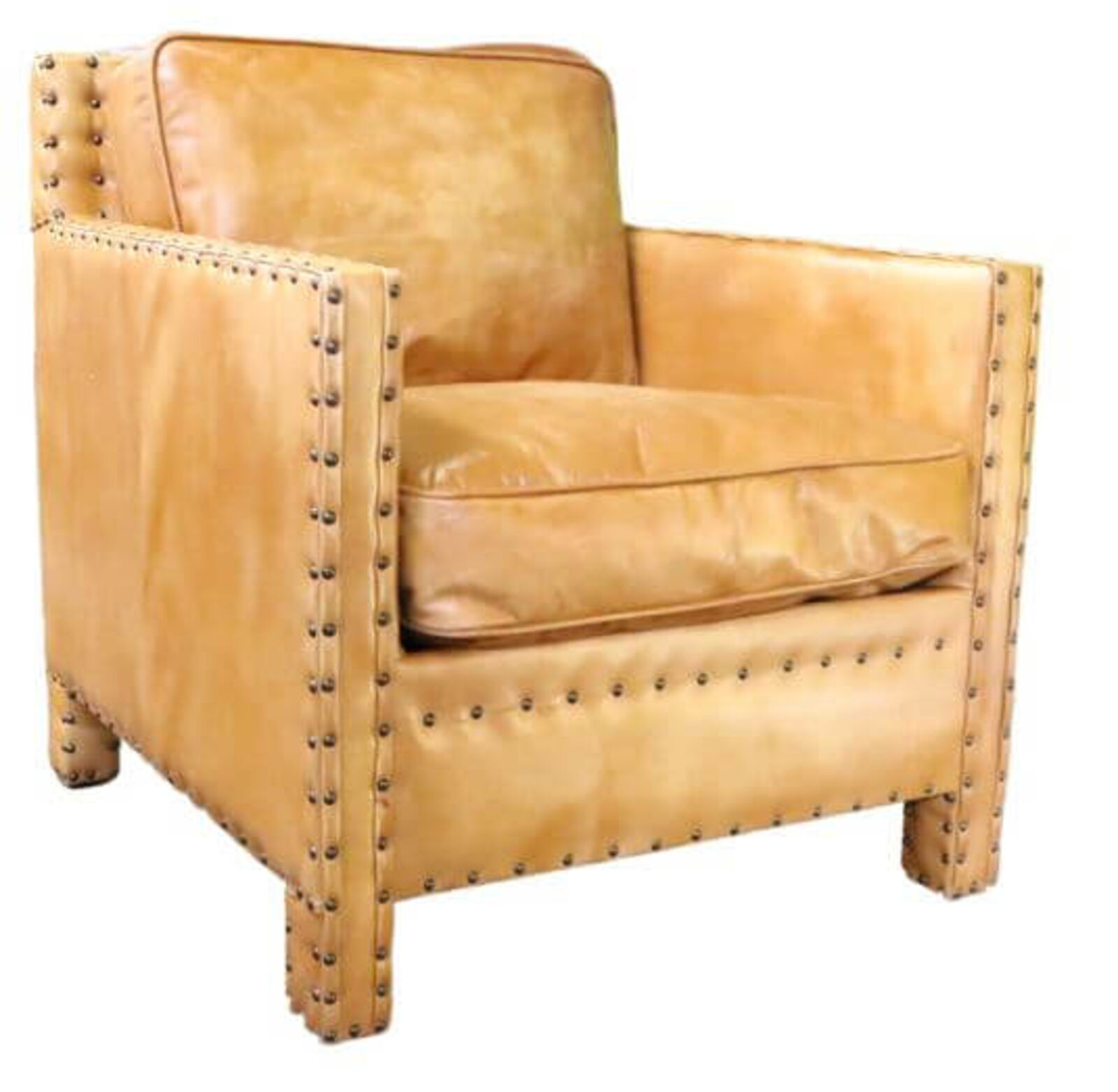 Product photograph of Portofino Luxury Vintage Hand Washed Tan Leather Armchair from Designer Sofas 4U