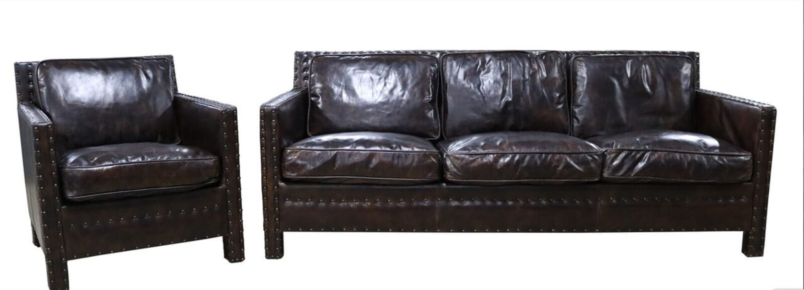 Product photograph of Portofino 3 1 1 Luxury Vintage Tobacco Brown Distressed Leather Sofa Suite from Designer Sofas 4U