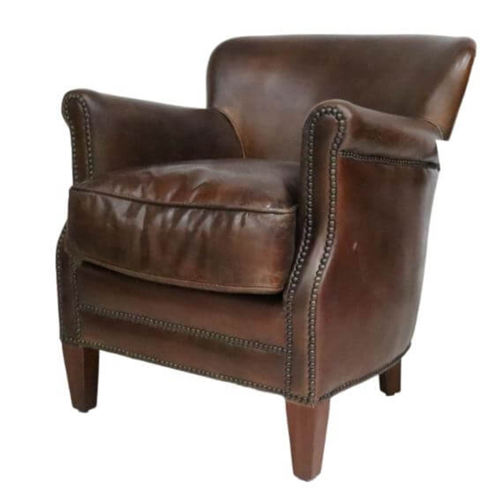 Product photograph of Professor Vintage Brown Distressed Real Leather Armchair from Designer Sofas 4U