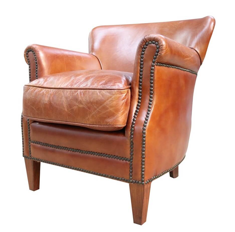 Armchair Mature - Professor Vintage Tan Distressed Real Leather Armchair | Designer Sofas4u