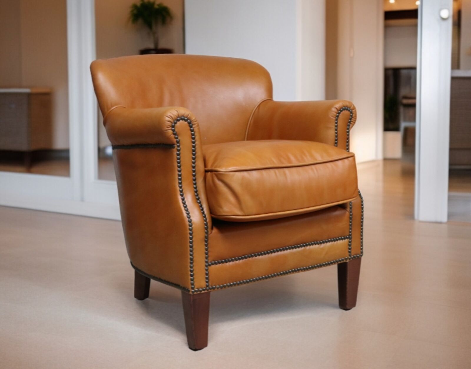 Product photograph of Professor Orange Brown Vintage Nappa Real Leather Armchair from Designer Sofas 4U