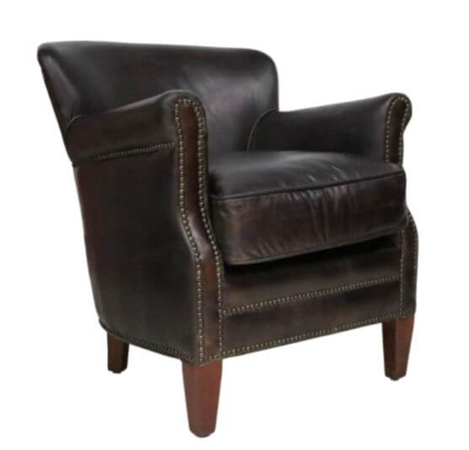 Product photograph of Professor Vintage Tobacco Brown Distressed Real Leather Armchair from Designer Sofas 4U