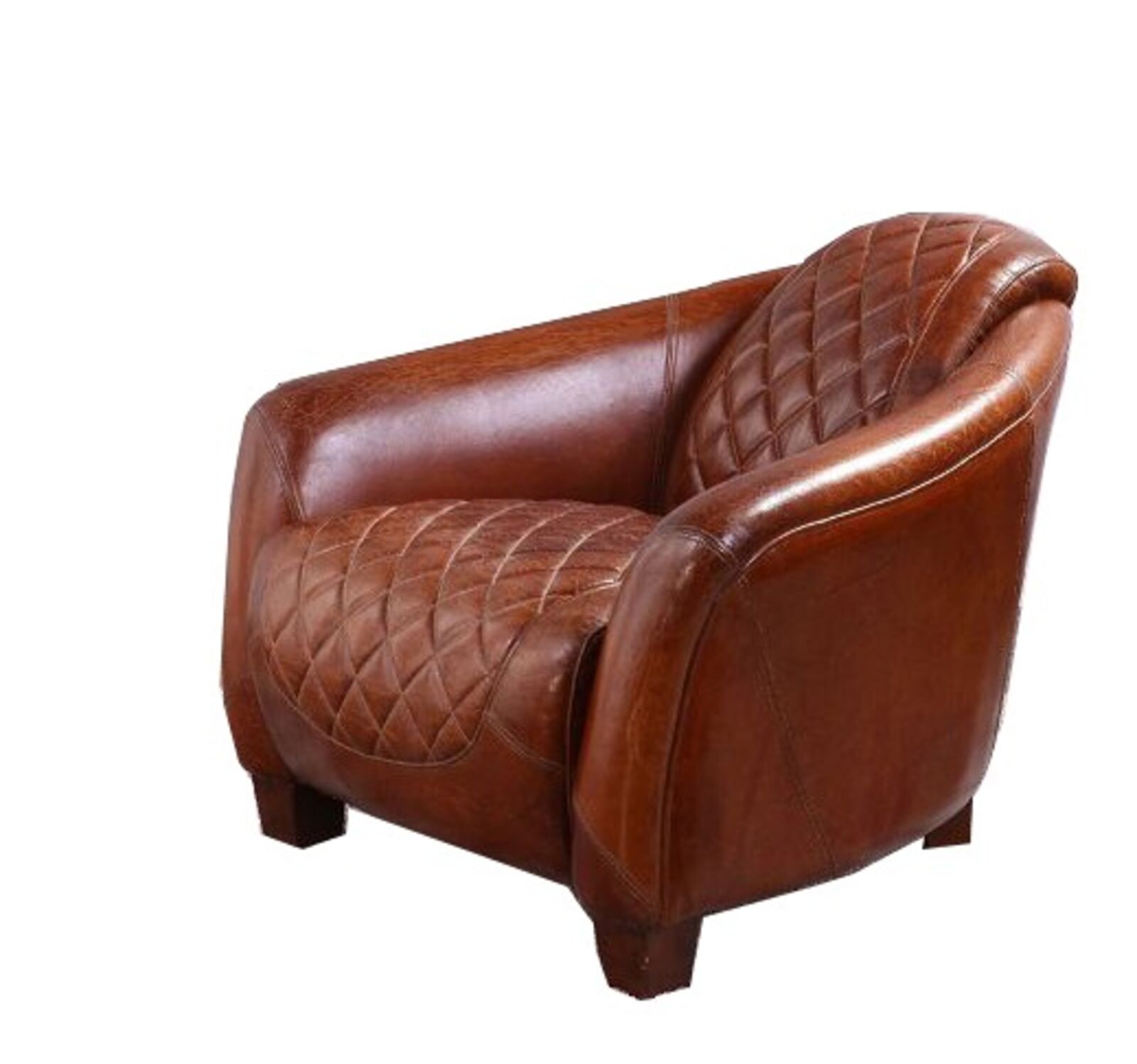 Product photograph of Quilted Vintage Distressed Leather Tub Chair from Designer Sofas 4U