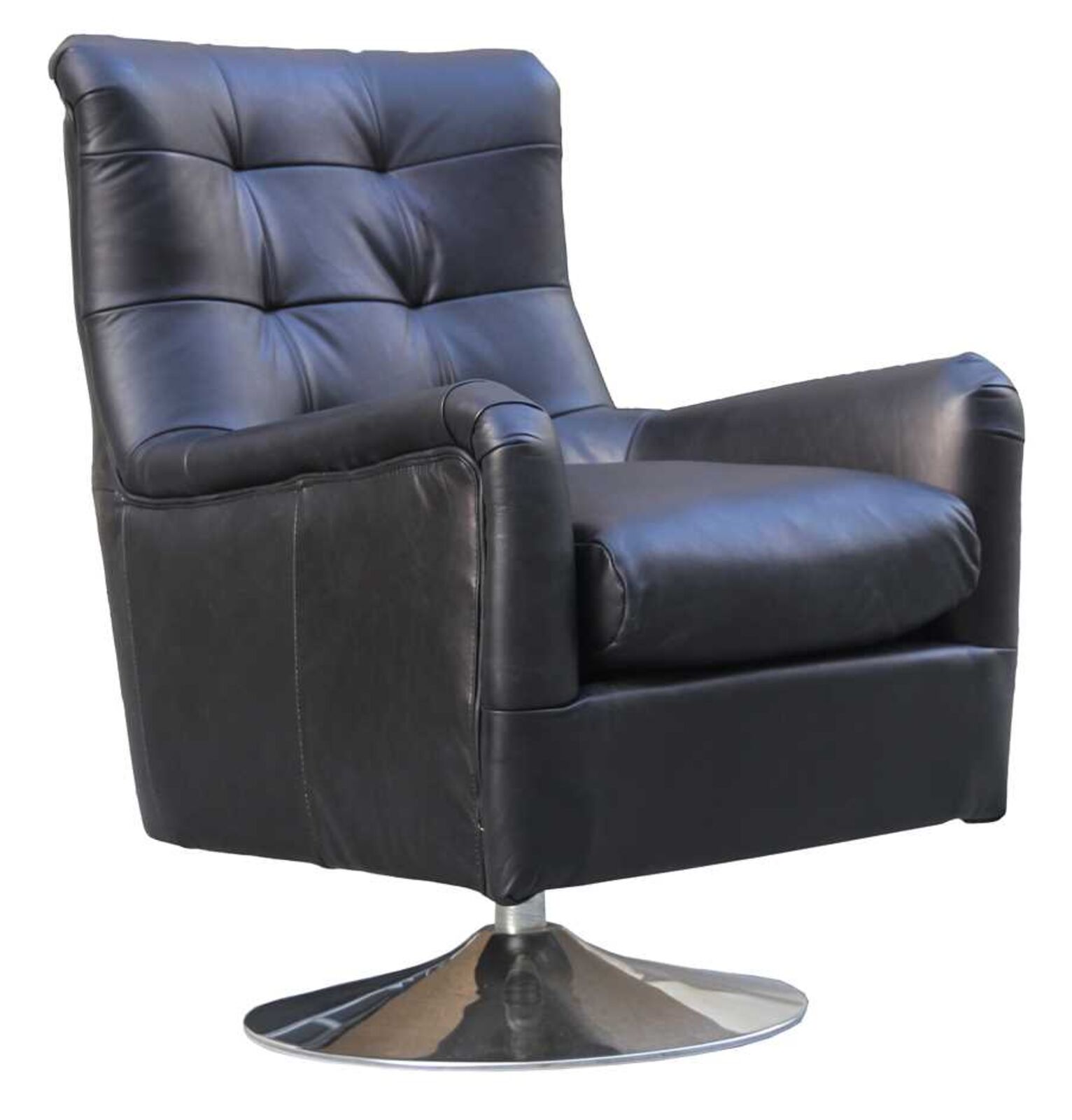 Product photograph of Sherman Swivel Vintage Nappa Black Leather Armchair from Designer Sofas 4U