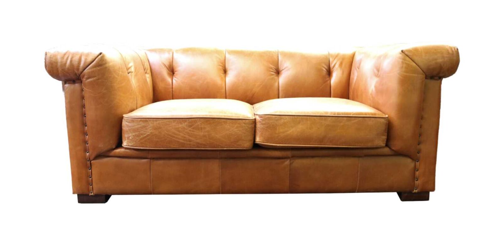 Product photograph of Somerset Chesterfield Vintage Tan Retro Distressed Leather 2 Seater Settee Sofa from Designer Sofas 4U