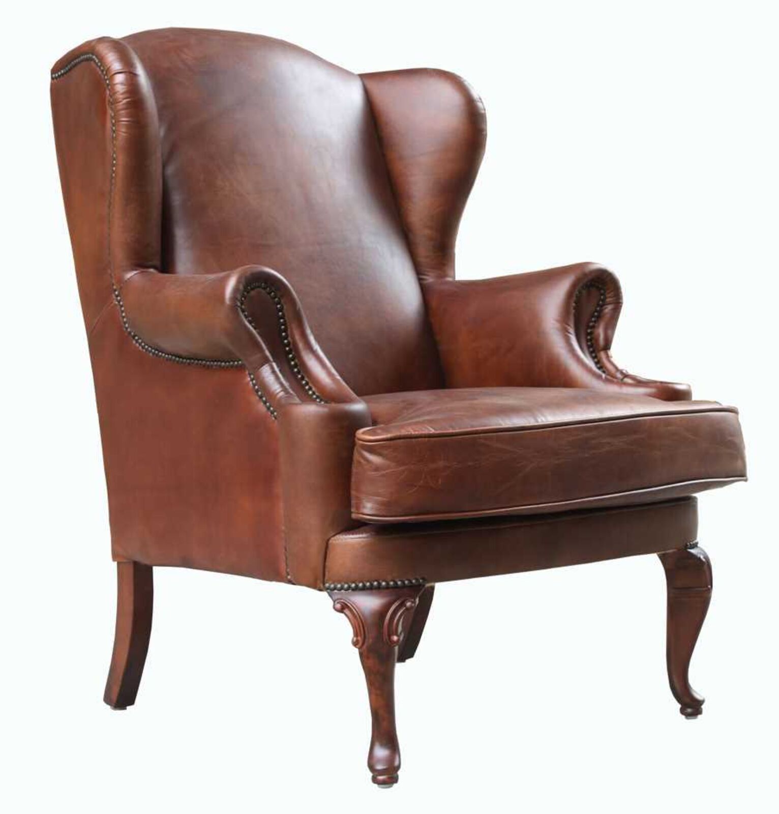 Product photograph of Stanford Vintage Distressed Leather High Back Chair from Designer Sofas 4U
