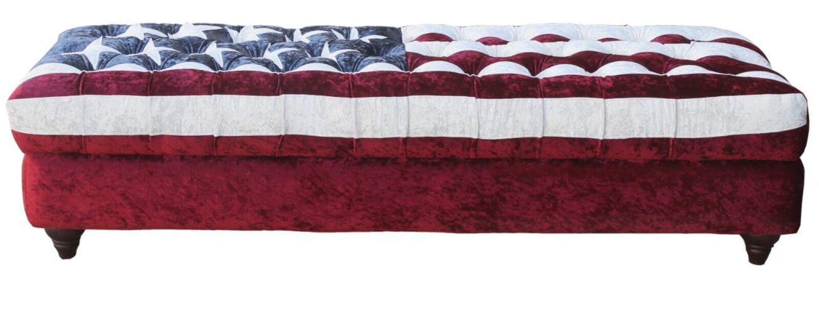 Product photograph of Stars And Stripes Chesterfield Large Footstool from Designer Sofas 4U