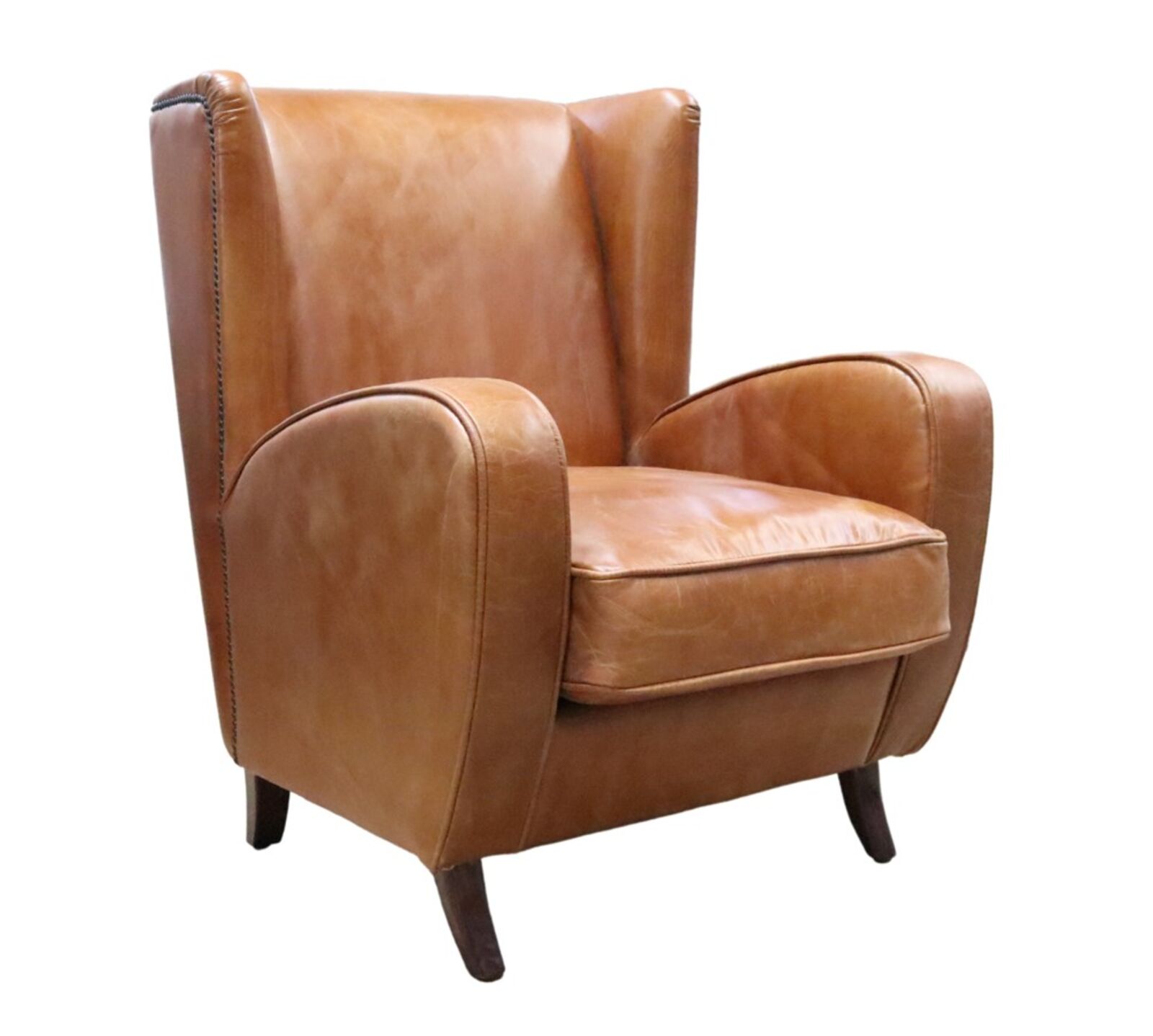 Product photograph of Thomas Vintage Tan Distressed Leather Armchair from Designer Sofas 4U