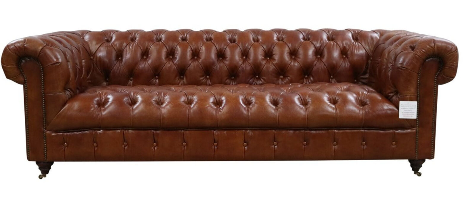 Product photograph of Trafalgar Chesterfield Buttoned Vintage Tan Distressed Leather 3 Seater Sofa from Designer Sofas 4U