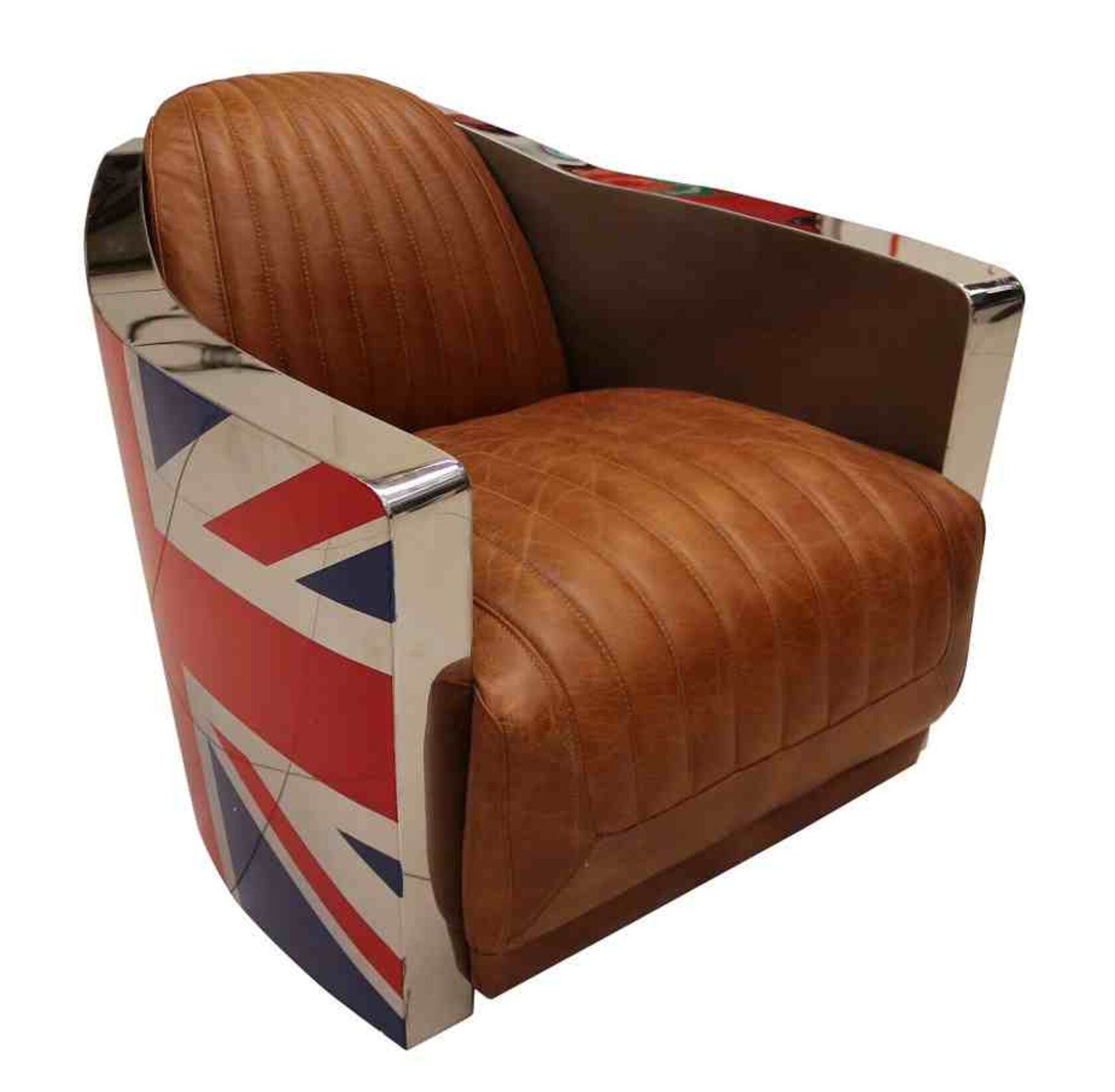 brown leather union jack chair