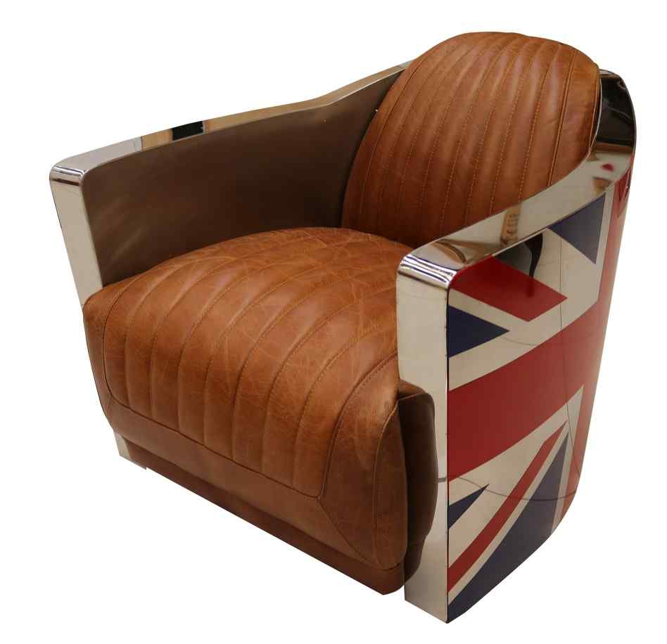 brown leather union jack chair