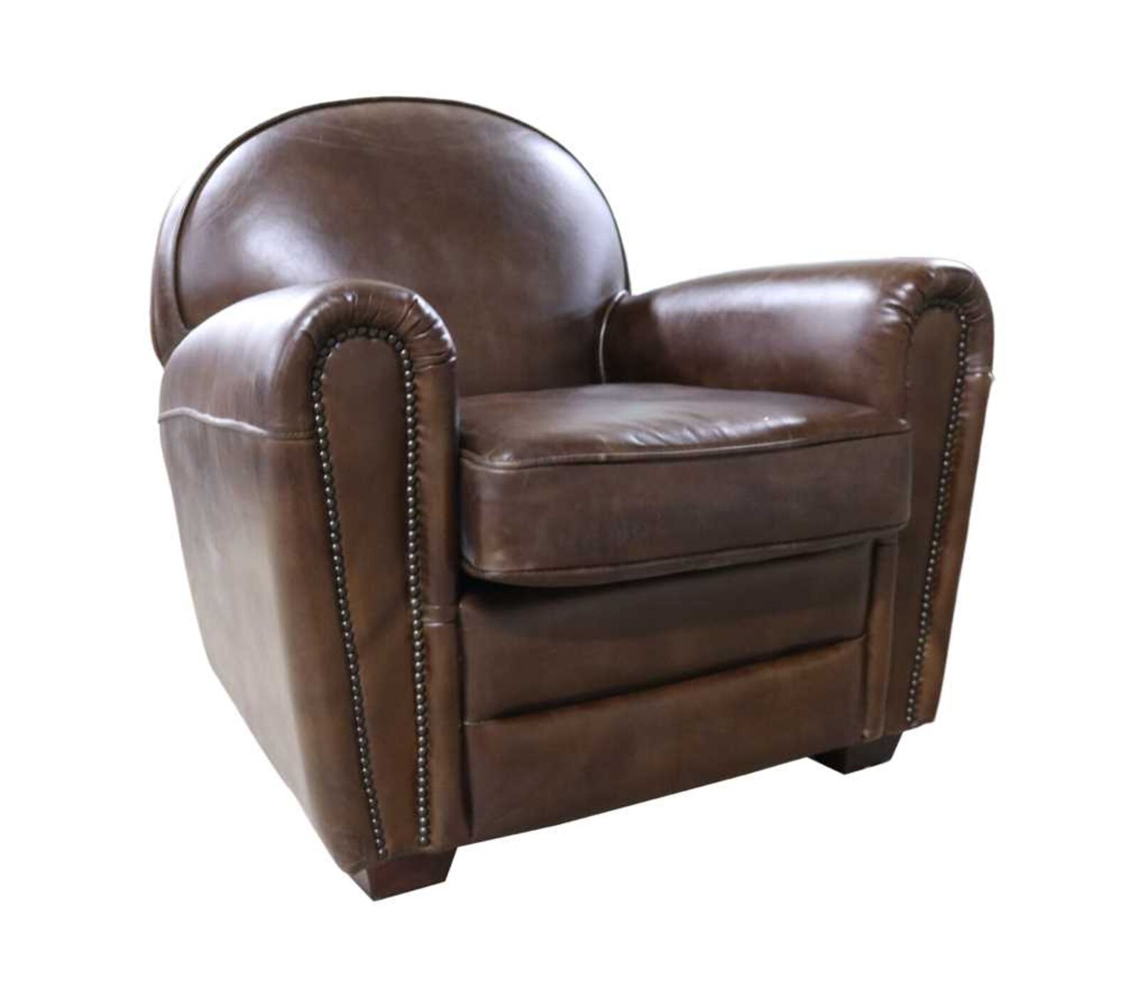 Product photograph of Victor Distressed Leather Vintage Brown Club Chair from Designer Sofas 4U