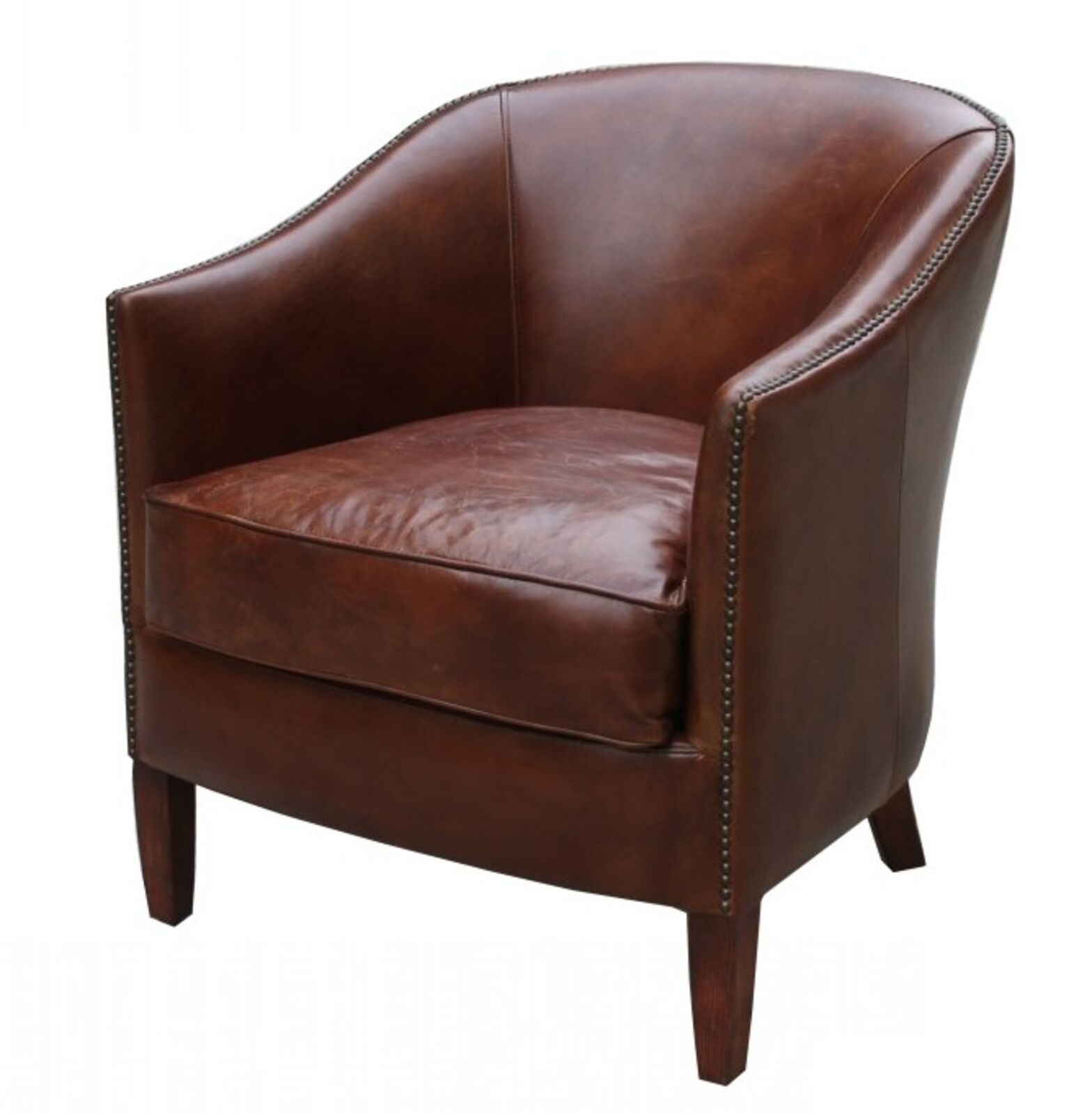 Product photograph of Vintage Leather Tub Chair from Designer Sofas 4U