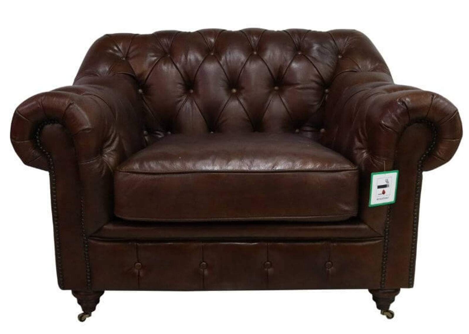 Product photograph of Wellington Chesterfield Vintage Brown Distressed Real Leather Armchair from Designer Sofas 4U