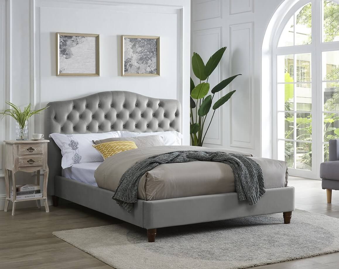 Double bed clearance with buttoned headboard