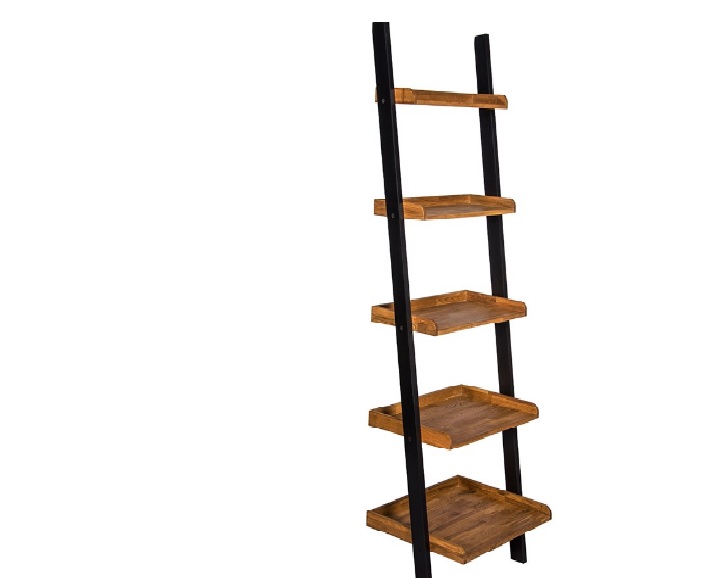 Solid oak store ladder shelf