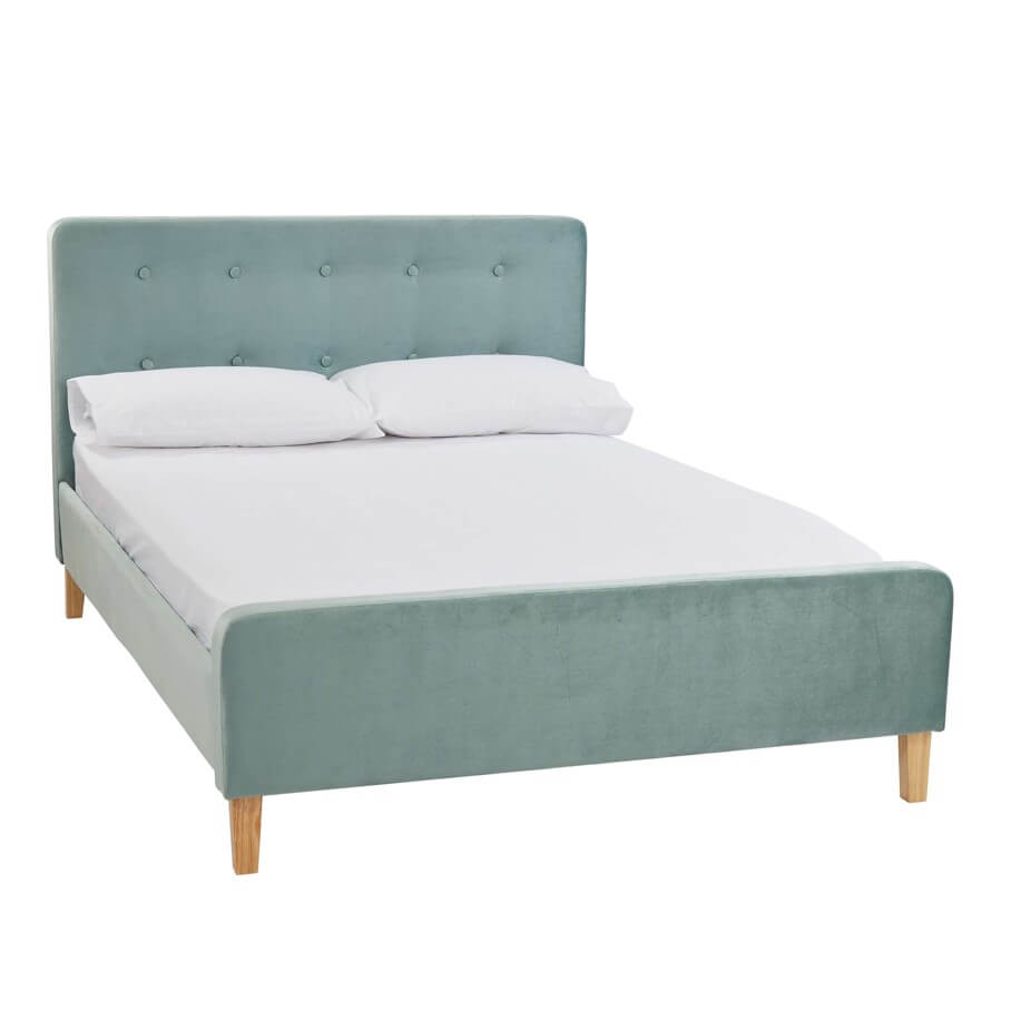 Light blue deals velvet bed frame