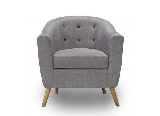 armchair with coloured buttons